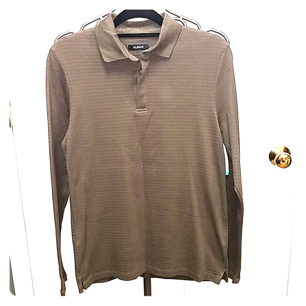 Alfani men's long sleeve cotton Polo Small